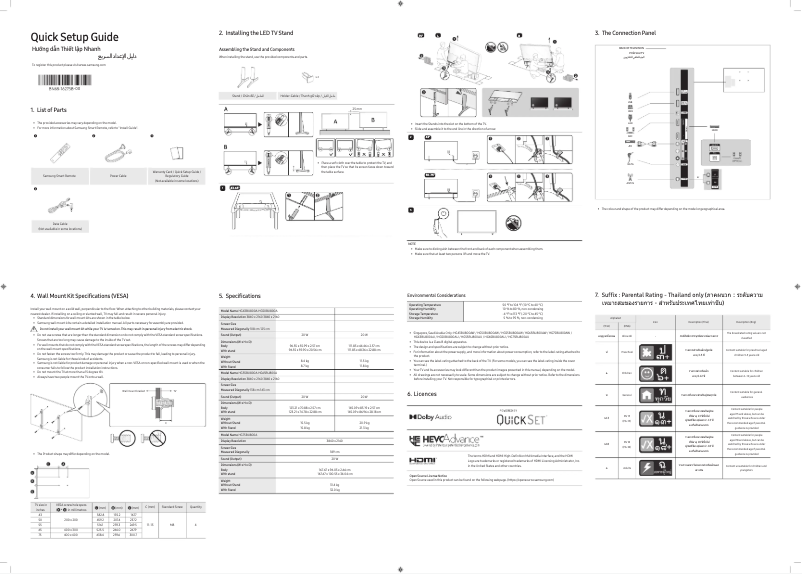 Page 1 de la notice Manuel utilisateur Samsung HG55BU800AU