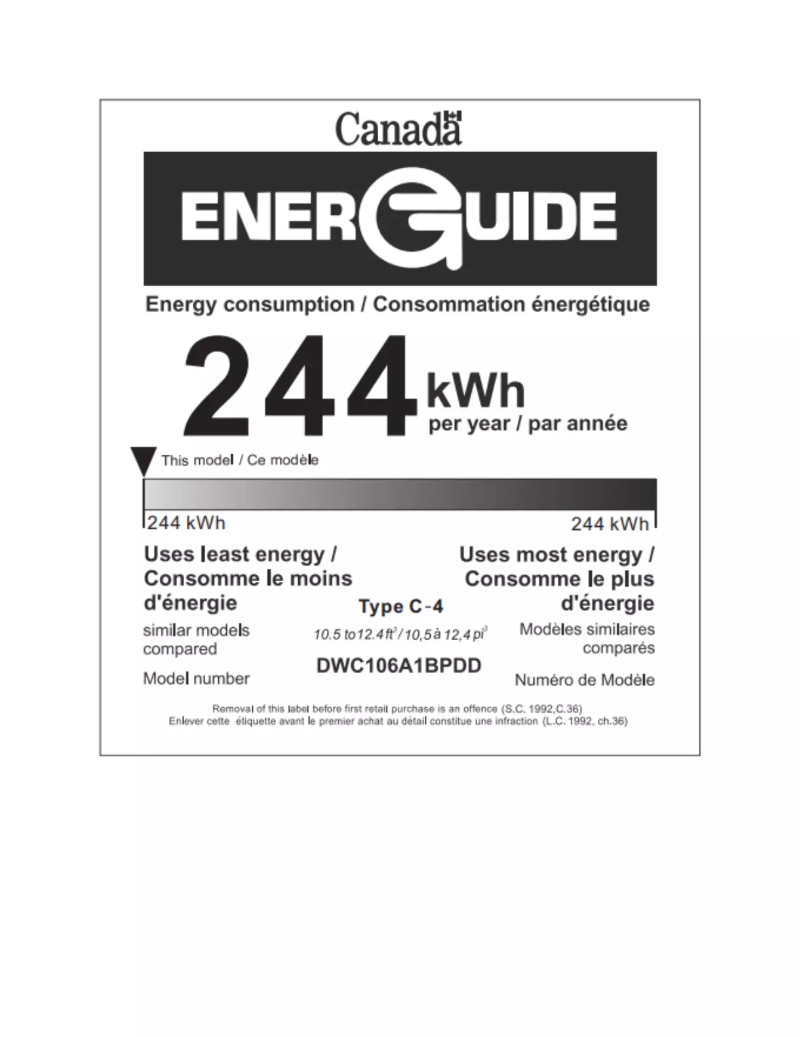 Page 1 de la notice Label énergétique Danby DWC106A1BPDD