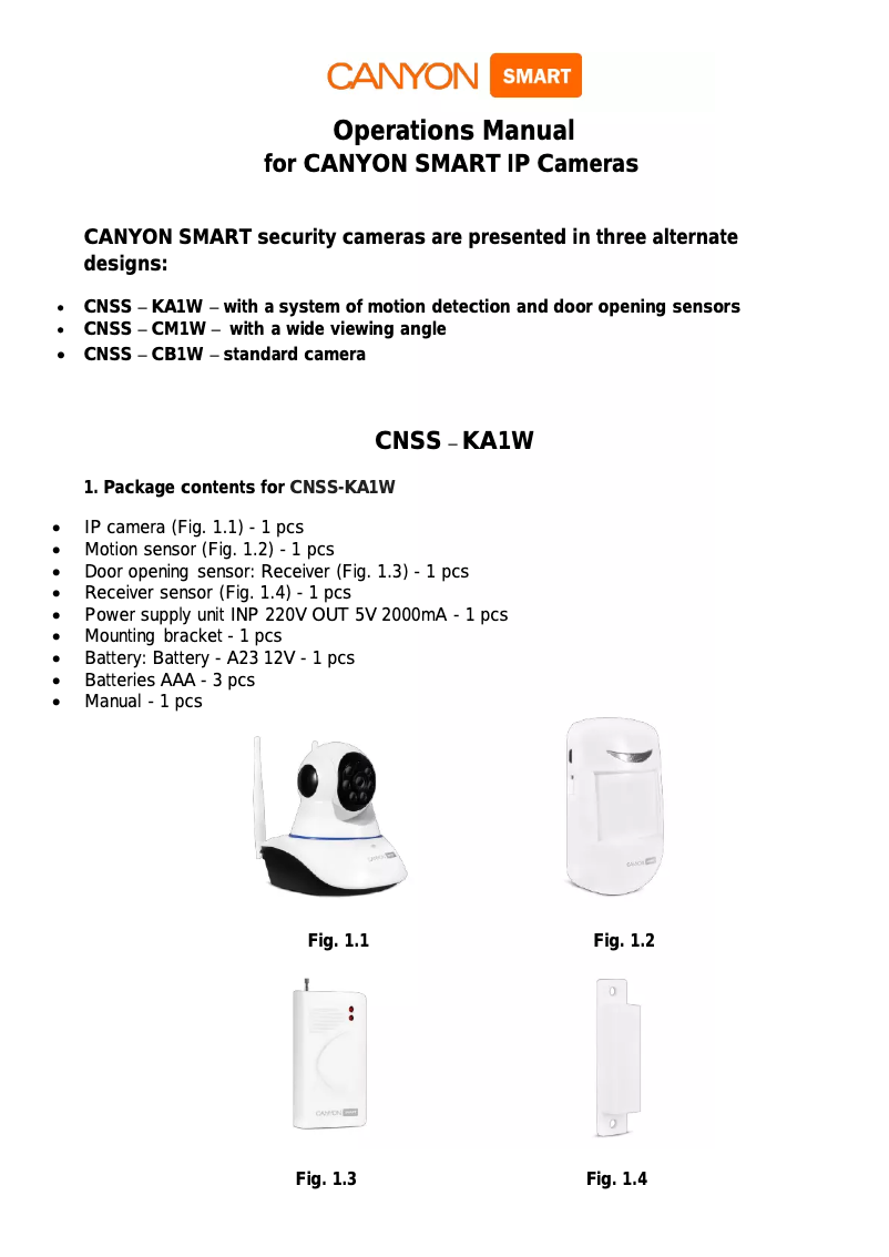 Page n°1 - Manuel utilisateur Canyon CNSS-CM1W