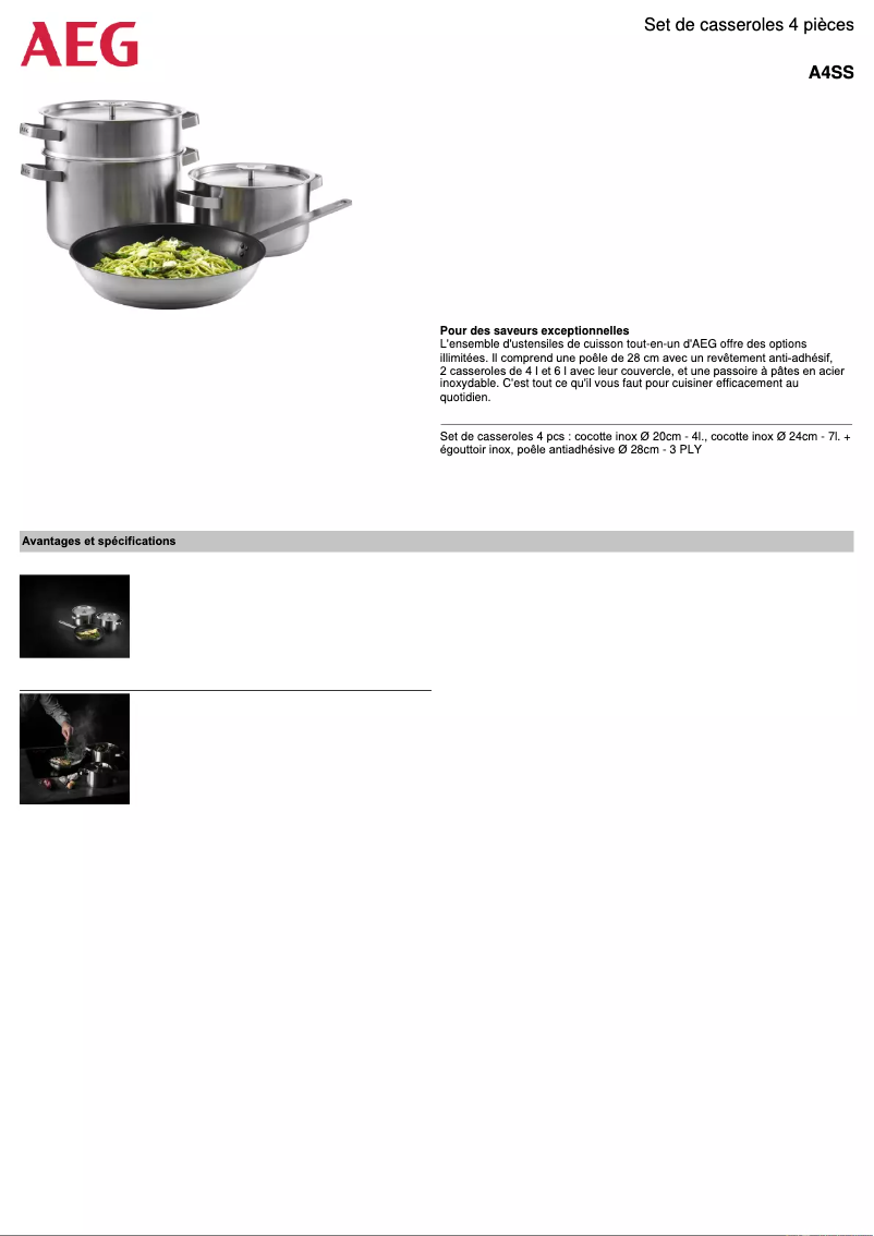 Page 1 de la notice Fiche technique AEG A4SS