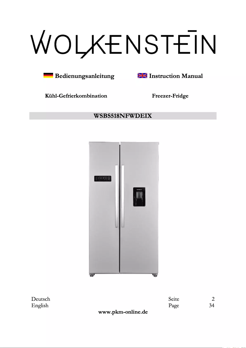 Page 1 de la notice Manuel utilisateur Wolkenstein WSBS518NFWDEIX