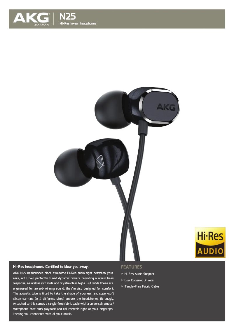 Page 1 de la notice Manuel utilisateur AKG N25