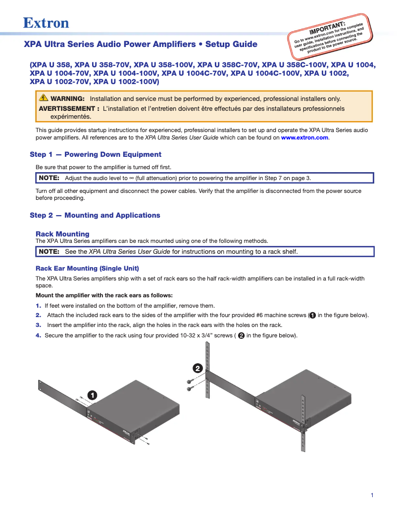 Image de la première page du manuel de l'appareil XPA U 358C