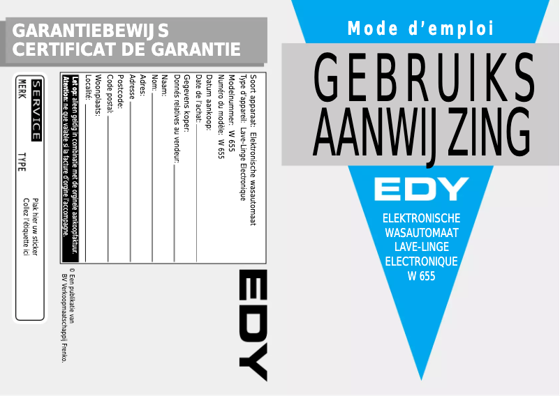 Page n°1 - Manuel utilisateur Edy W 655