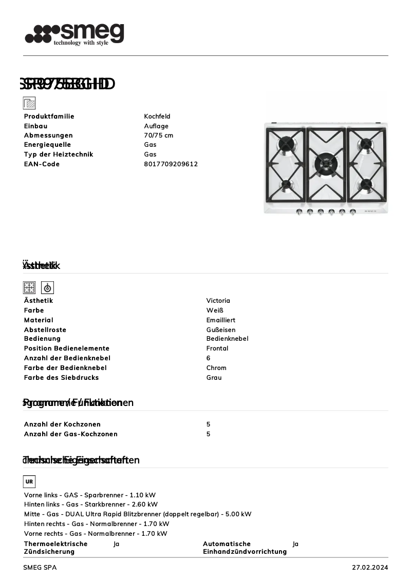 Page 1 de la notice Manuel utilisateur Smeg SR975BGHD