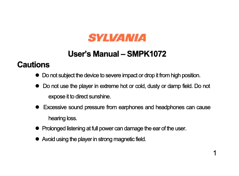 Image de la première page du manuel de l'appareil SMPK1072
