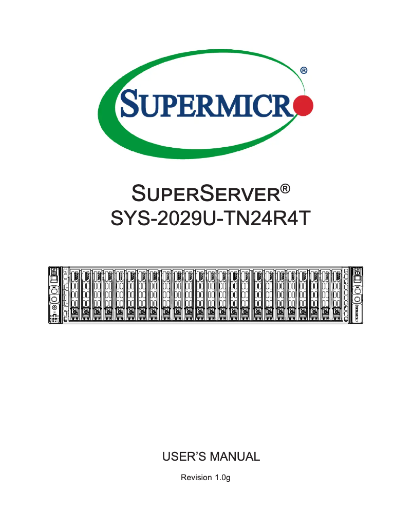 Page 1 de la notice Manuel utilisateur Supermicro SuperServer 2029U-TN24R4T