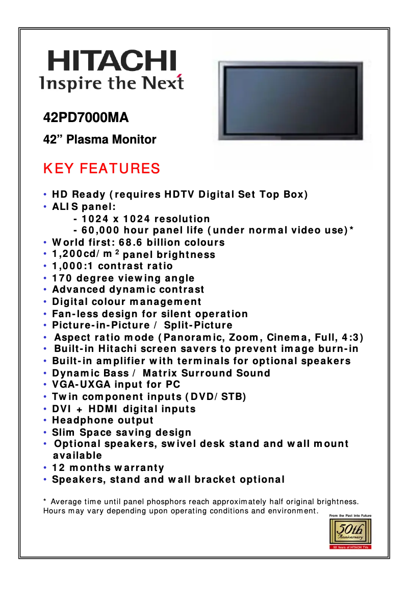 Image de la première page du manuel de l'appareil 42PD7000MA