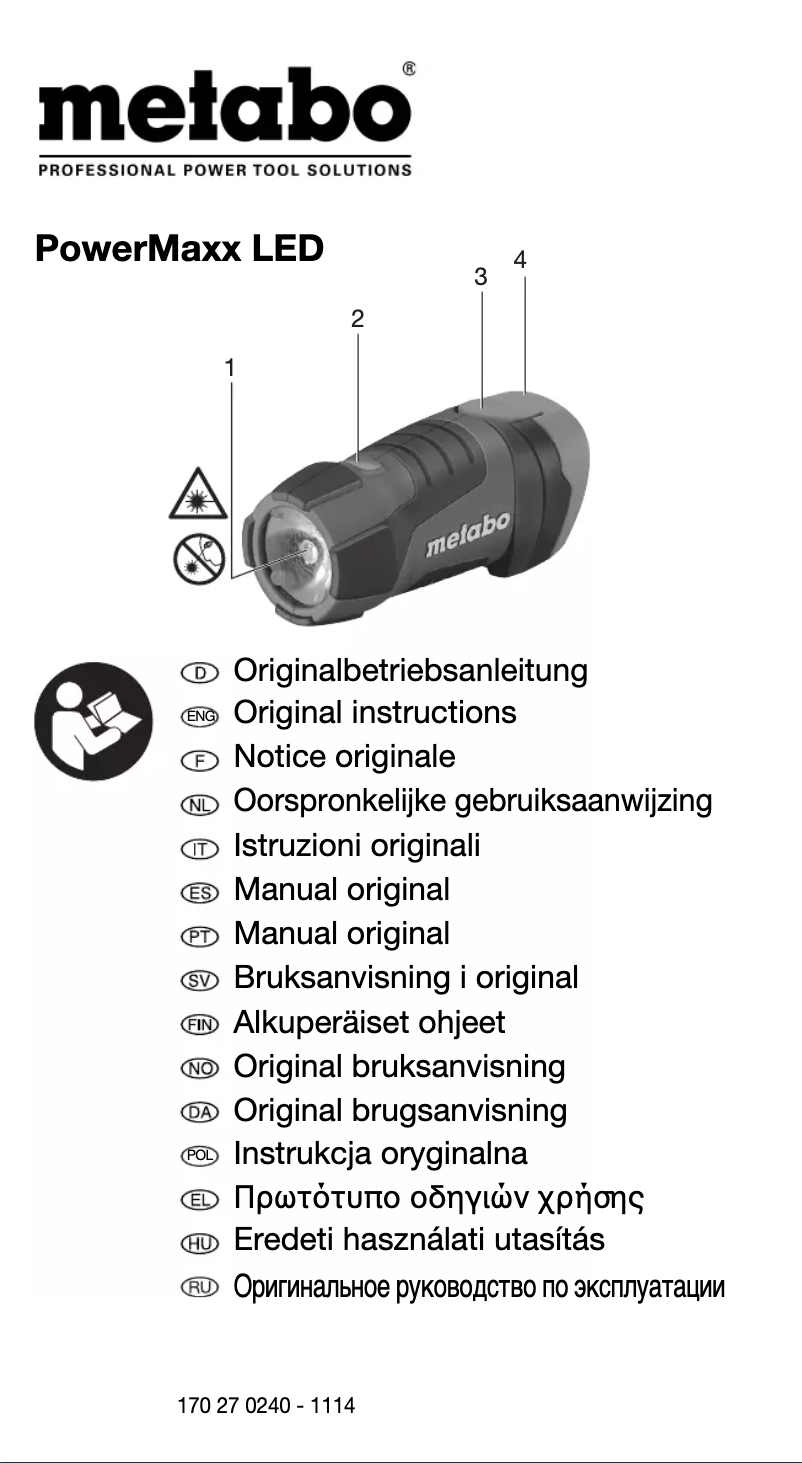 Page 1 de la notice Manuel utilisateur Metabo PowerMaxx LED
