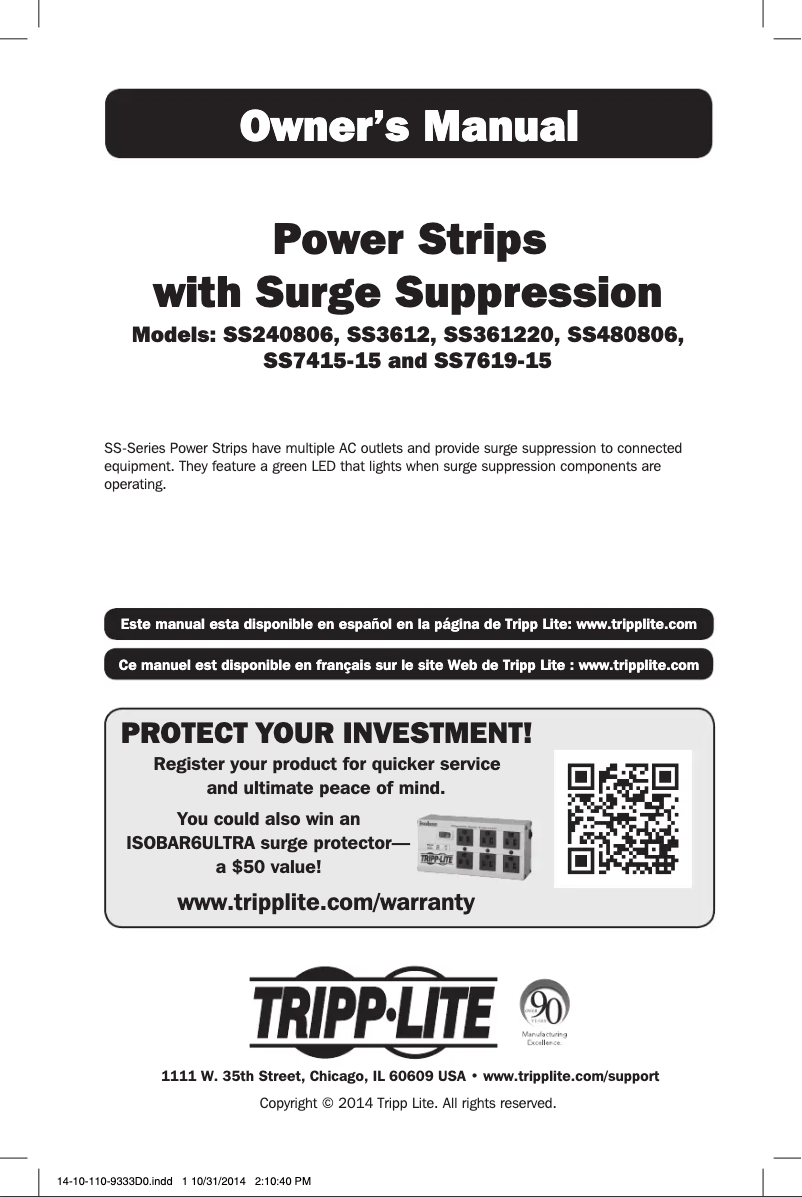 Page 1 of the manual User Manual Tripp Lite SS361220