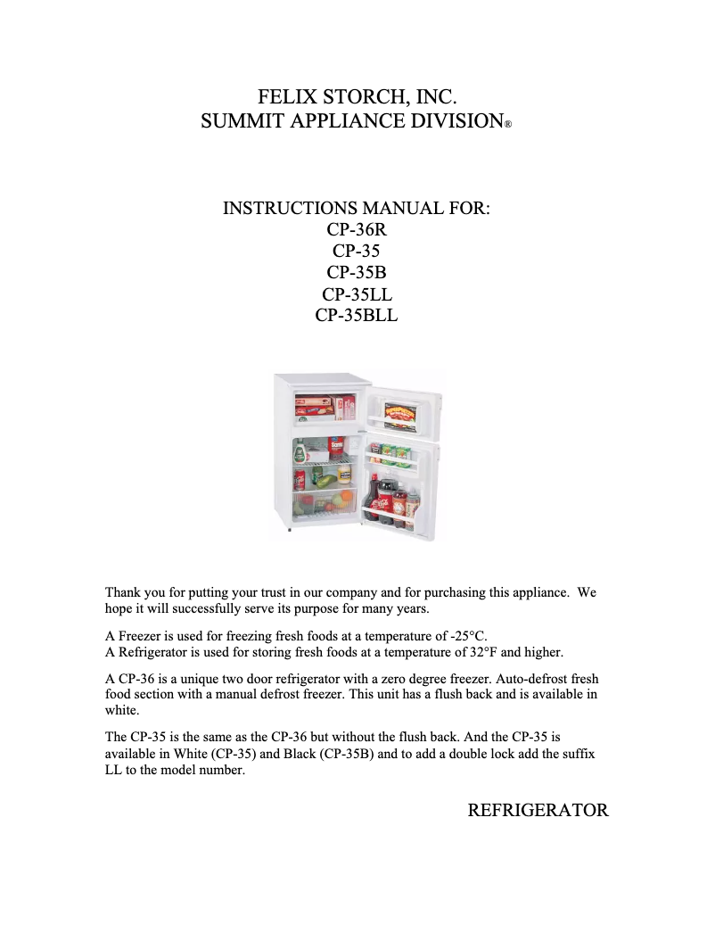 Page n°1 - Manuel utilisateur Summit CP-35B