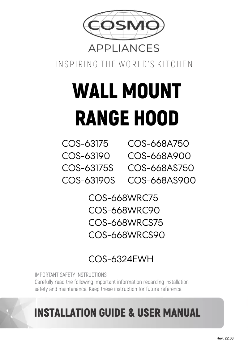 Page 1 de la notice Manuel utilisateur Cosmo COS-63190-DL
