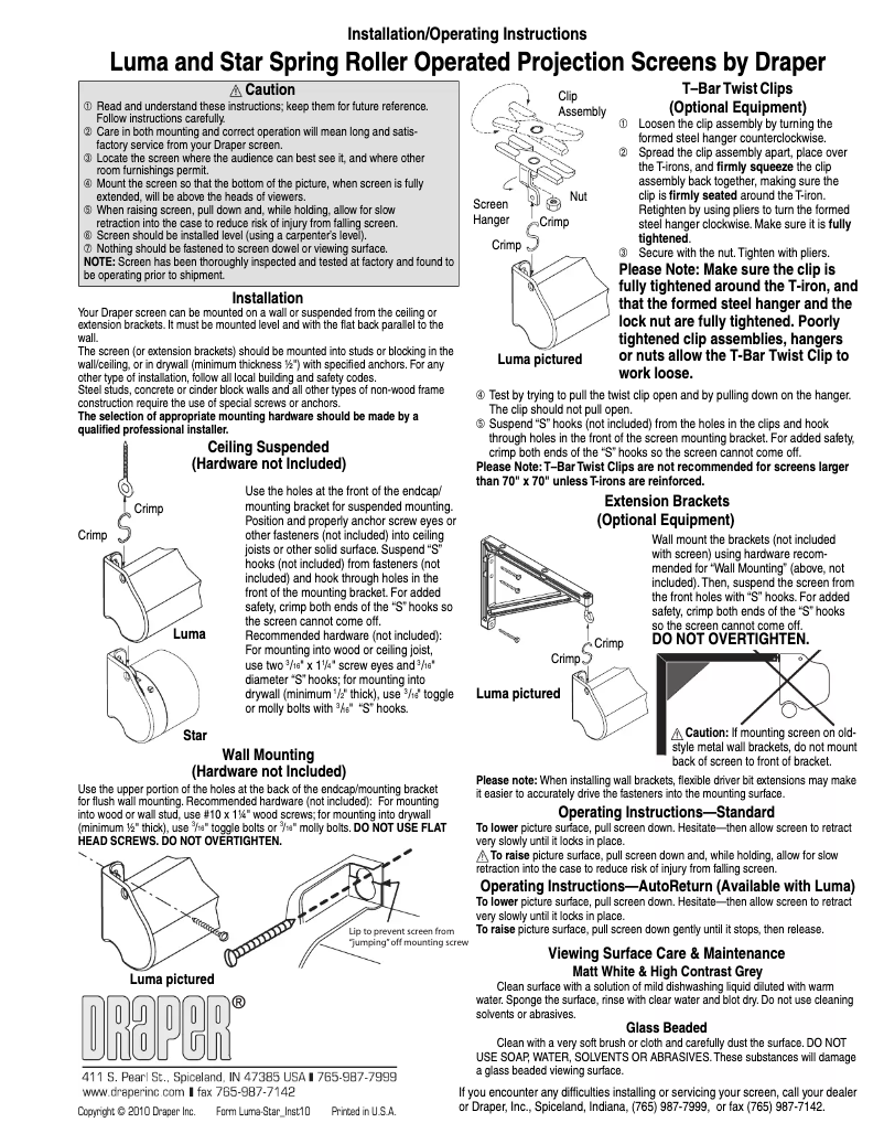 Page 1 de la notice Manuel utilisateur Draper Star 152 x 152 DR209002