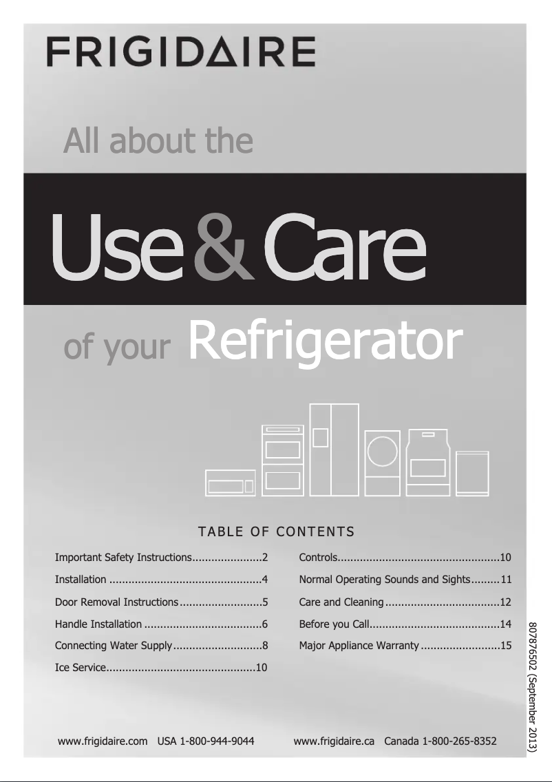 Page n°1 - Manuel utilisateur Frigidaire FFHT1513PS