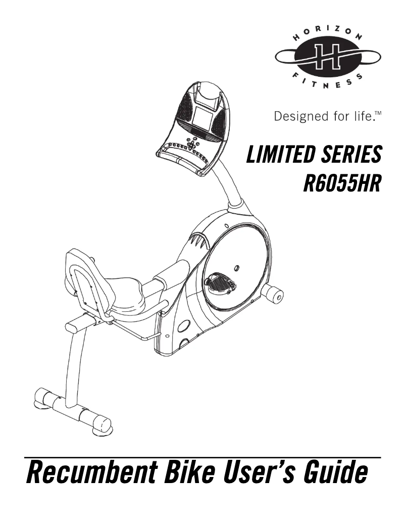 Page 1 de la notice Manuel utilisateur Horizon Fitness Limited R6055HR