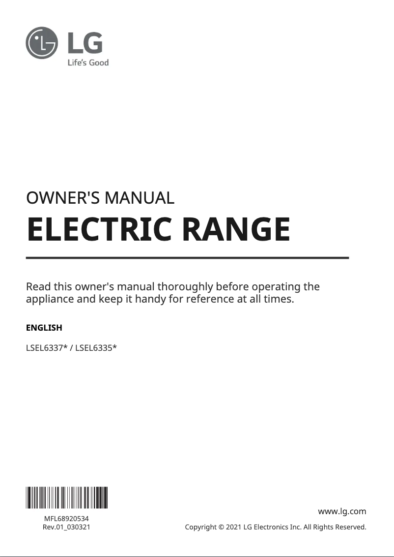 Page 1 de la notice Manuel utilisateur LG LSEL6335F