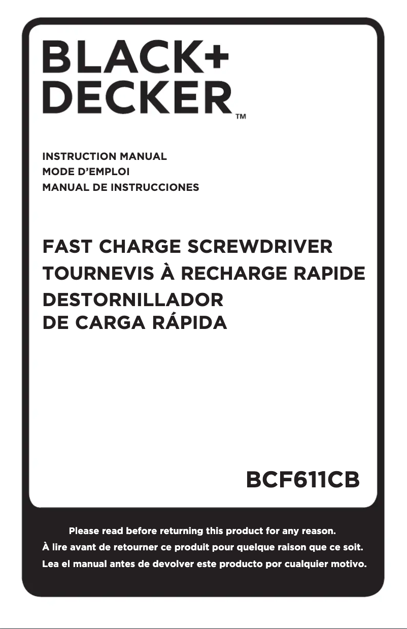 Page 1 de la notice Manuel utilisateur Black & Decker BCF611CB