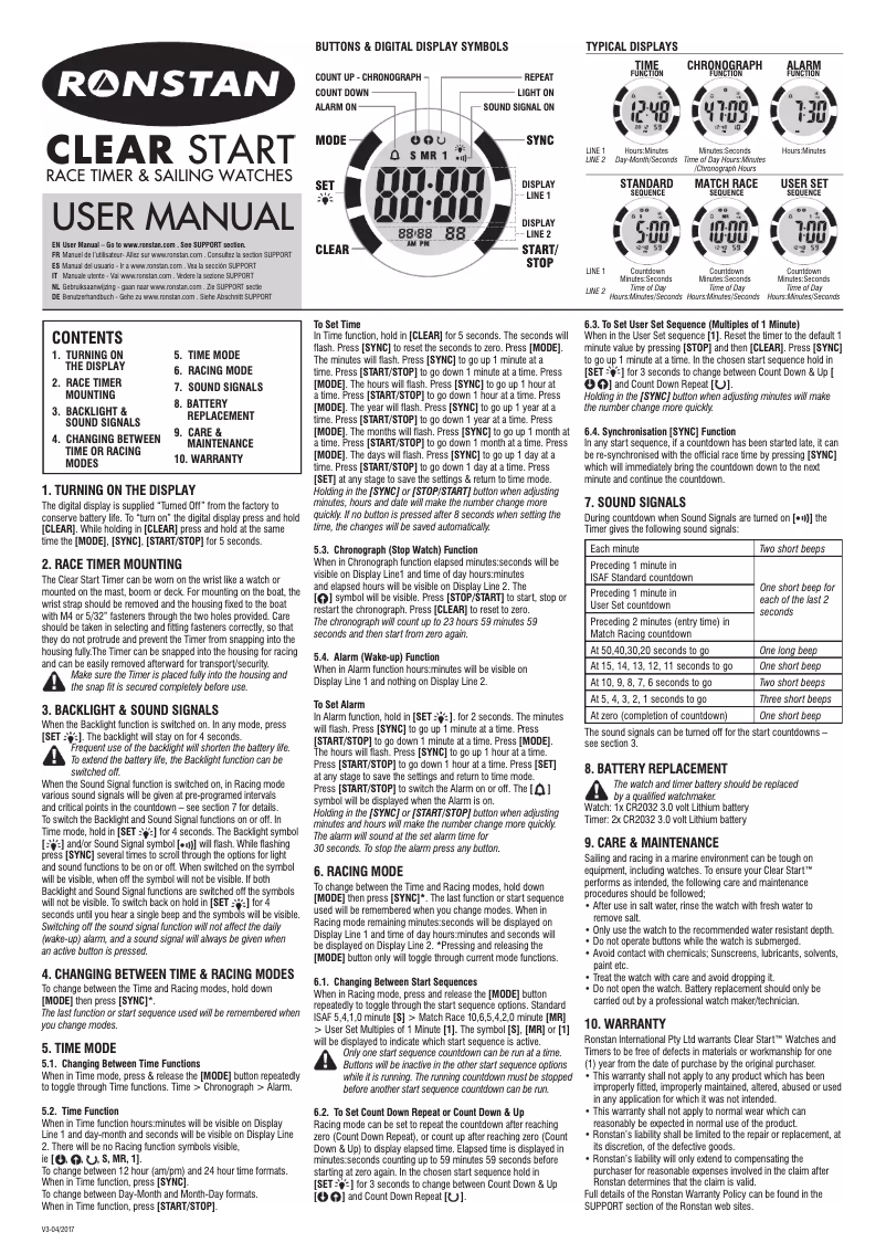 Image de la première page du manuel de l'appareil Clear Start