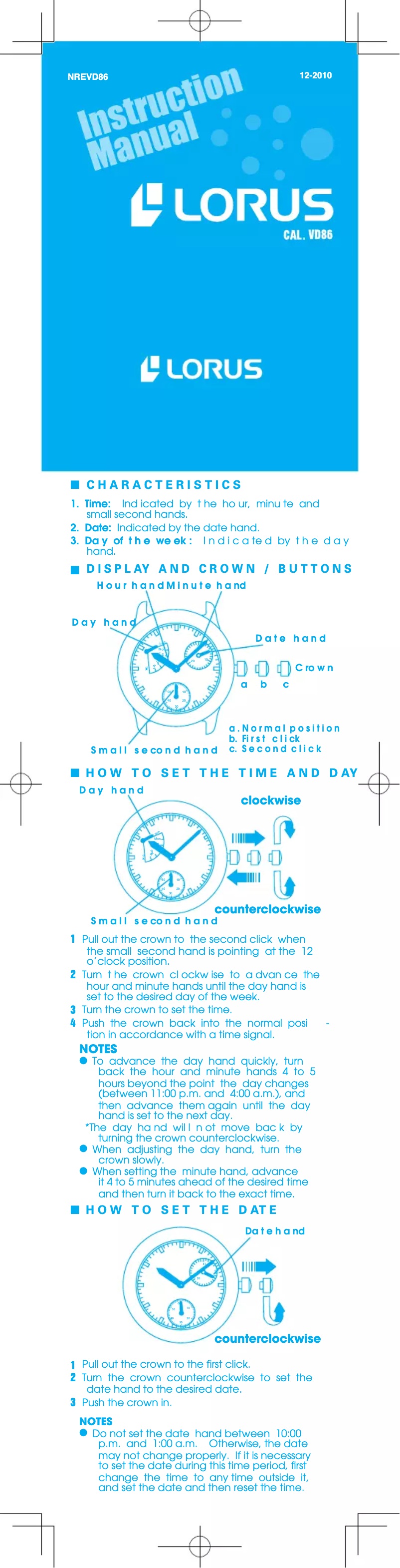 Image de la première page du manuel de l'appareil VD86