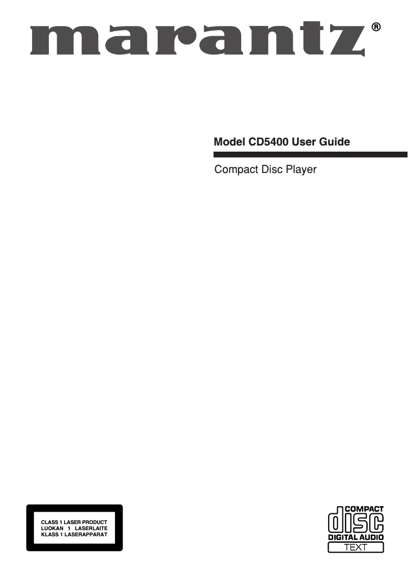 Page n°1 - Manuel utilisateur Marantz CD5400