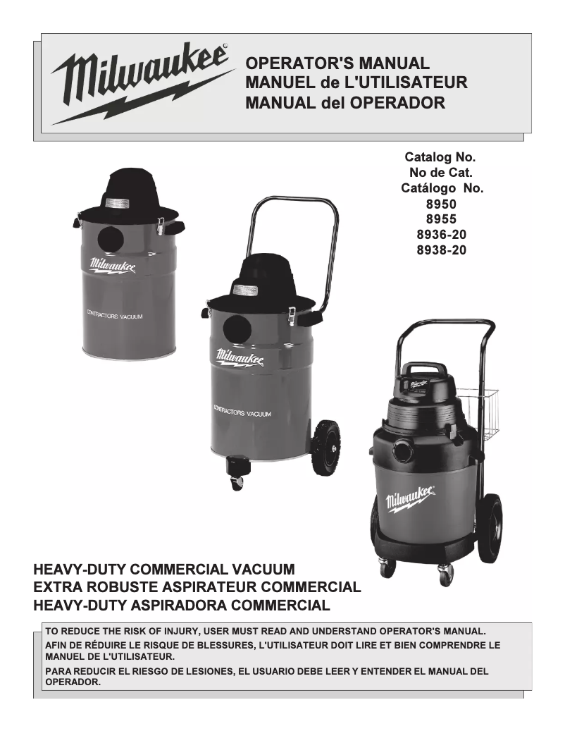 Page 1 de la notice Manuel utilisateur Milwaukee 8936-20