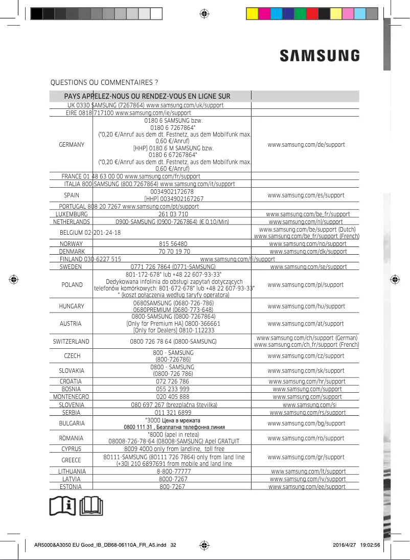 Page 1 de la notice Manuel utilisateur Samsung AR18JSFNCWKN