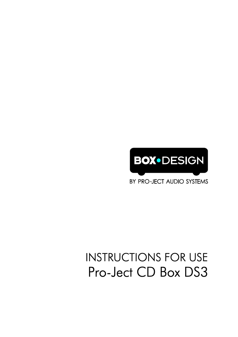 Page 1 de la notice Manuel utilisateur Pro-Ject CD Box DS3