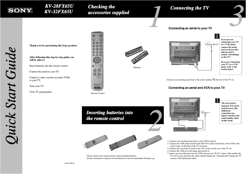 Image de la première page du manuel de l'appareil KV-32FX65U