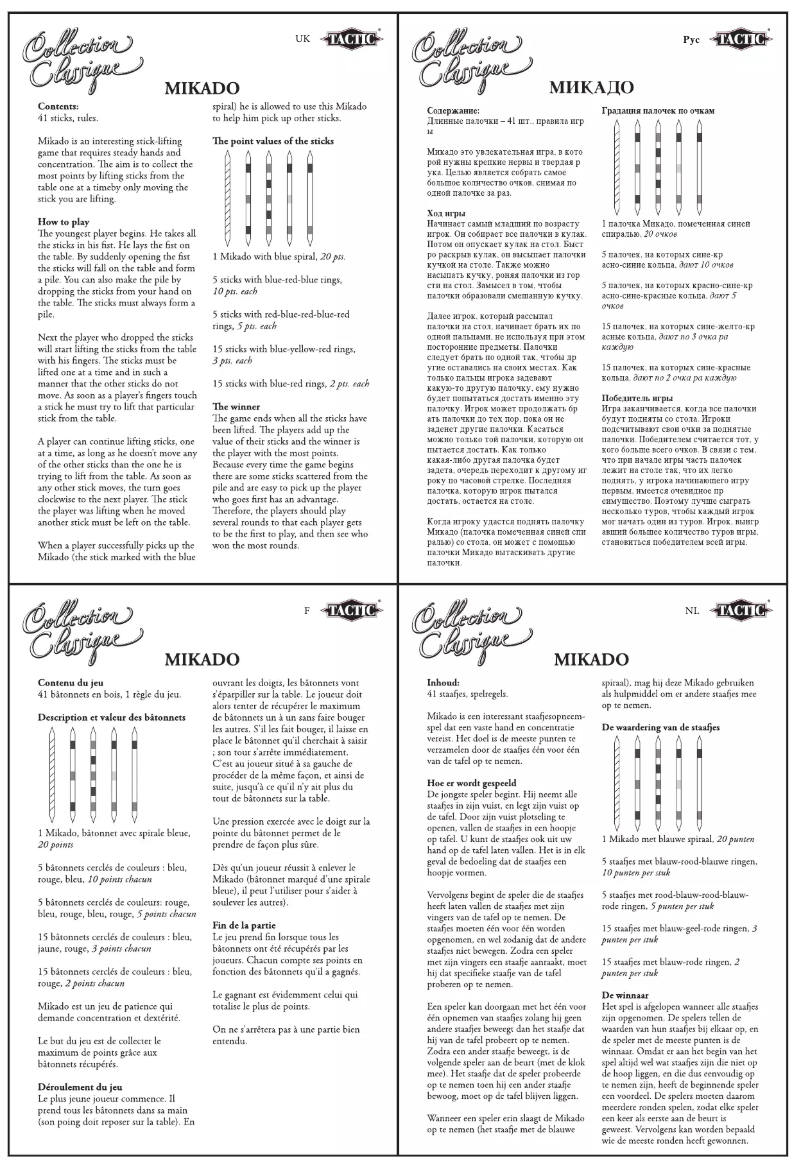 Image de la première page du manuel de l'appareil Collection Classique Mikado