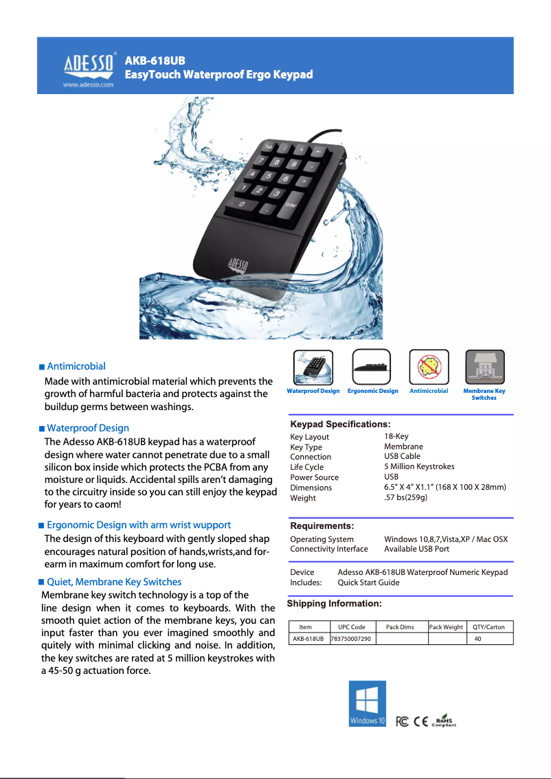 Page n°1 - Manuel utilisateur Adesso EasyTouch AKB-618UB