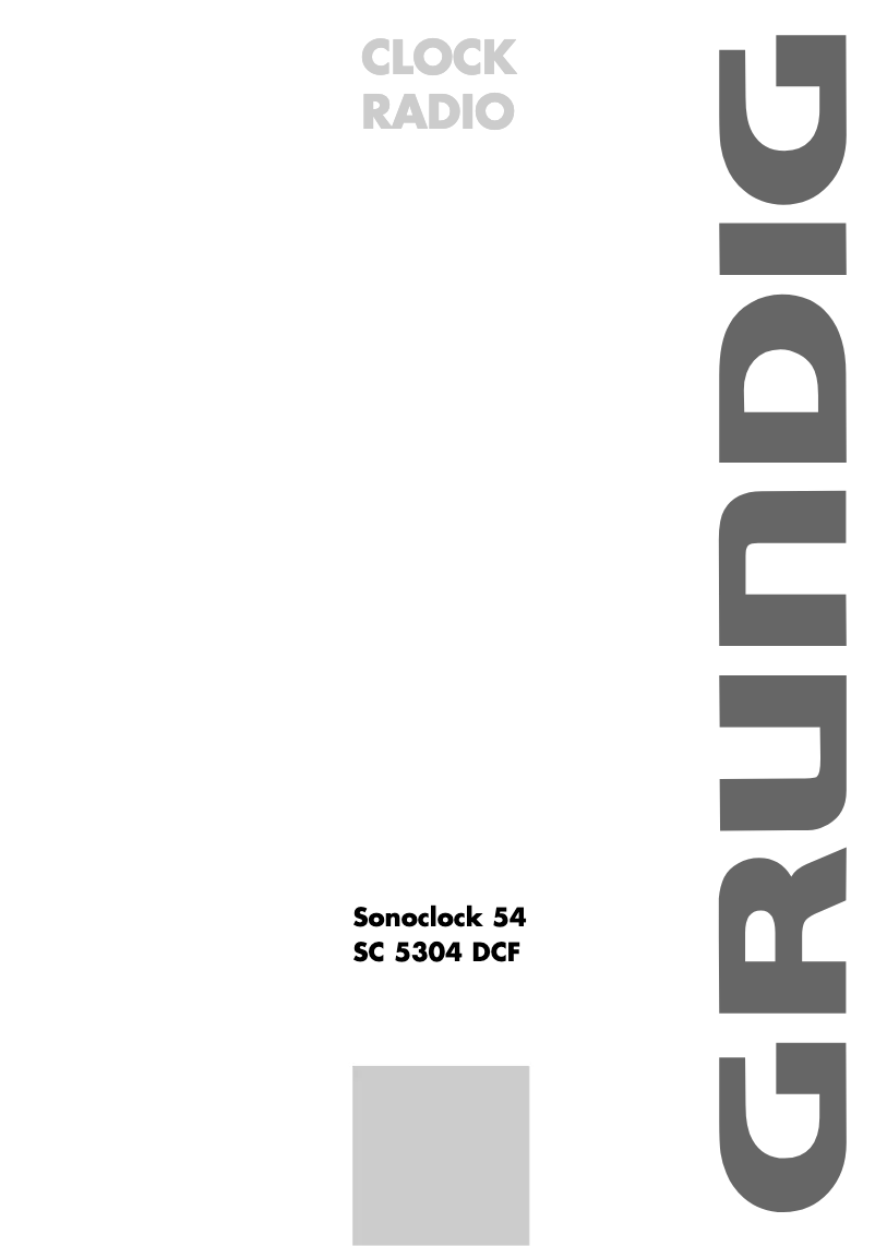 Page n°1 - Manuel utilisateur Grundig Sonoclock 54