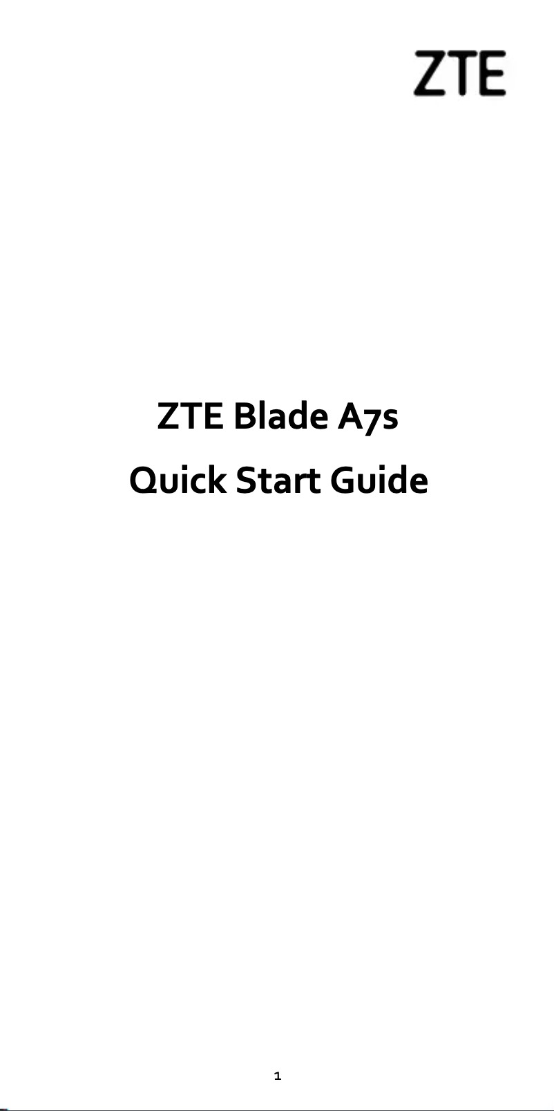 Page 1 de la notice Manuel utilisateur ZTE Blade A7 S