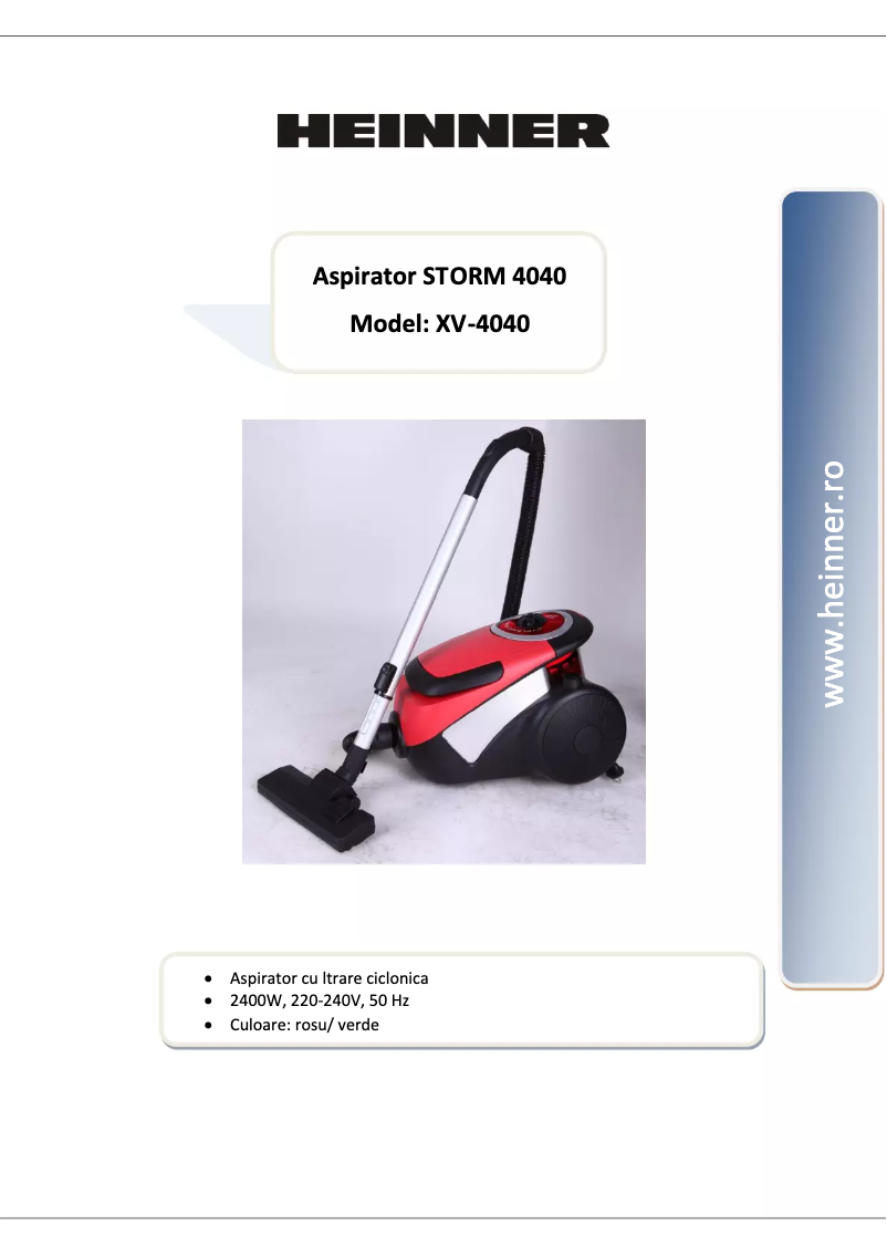 Page 1 de la notice Manuel utilisateur Heinner Storm XV-4040