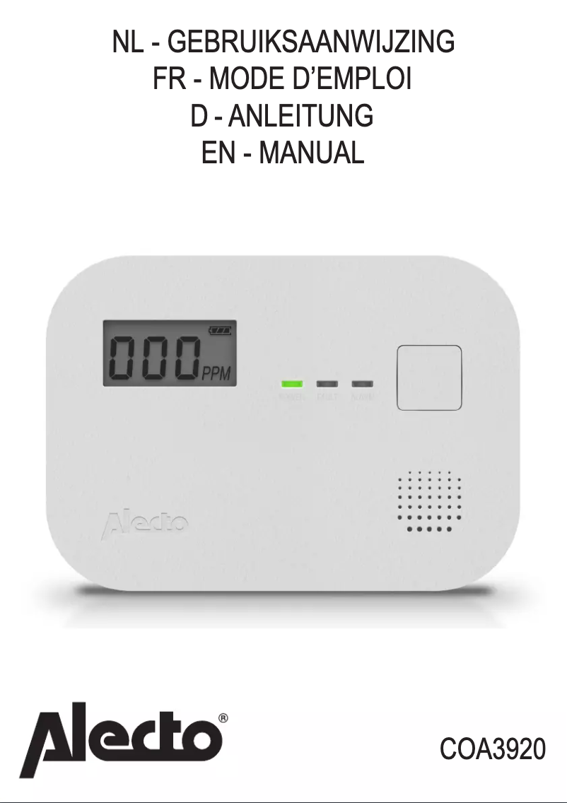 Page 1 of the manual User Manual Alecto COA3920