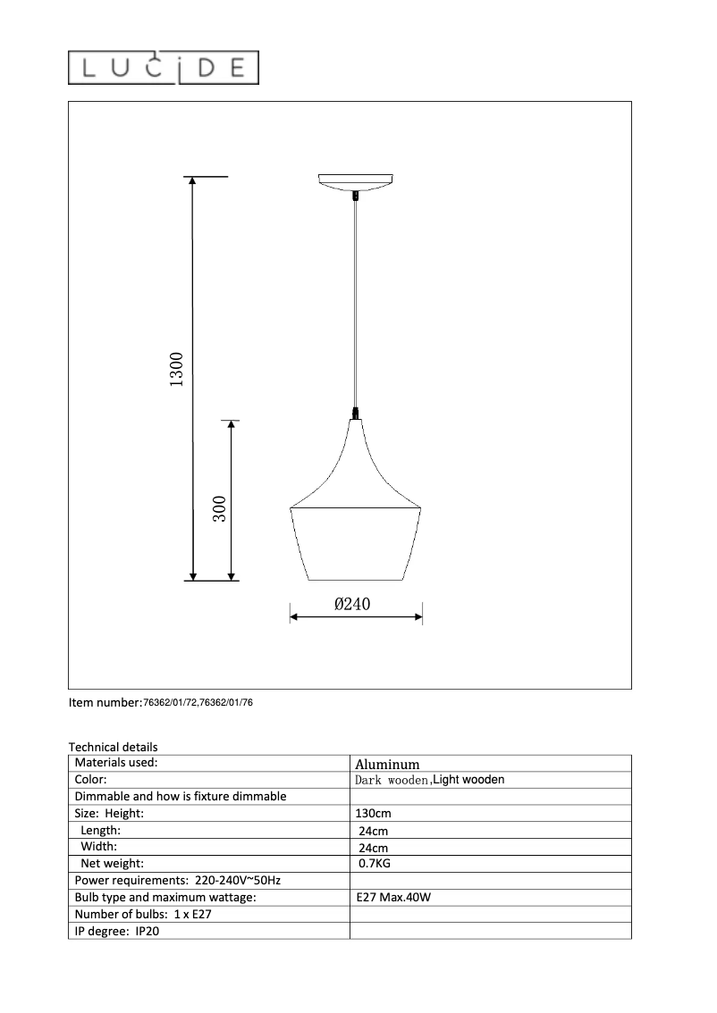 Page 1 de la notice Manuel utilisateur Lucide Woody