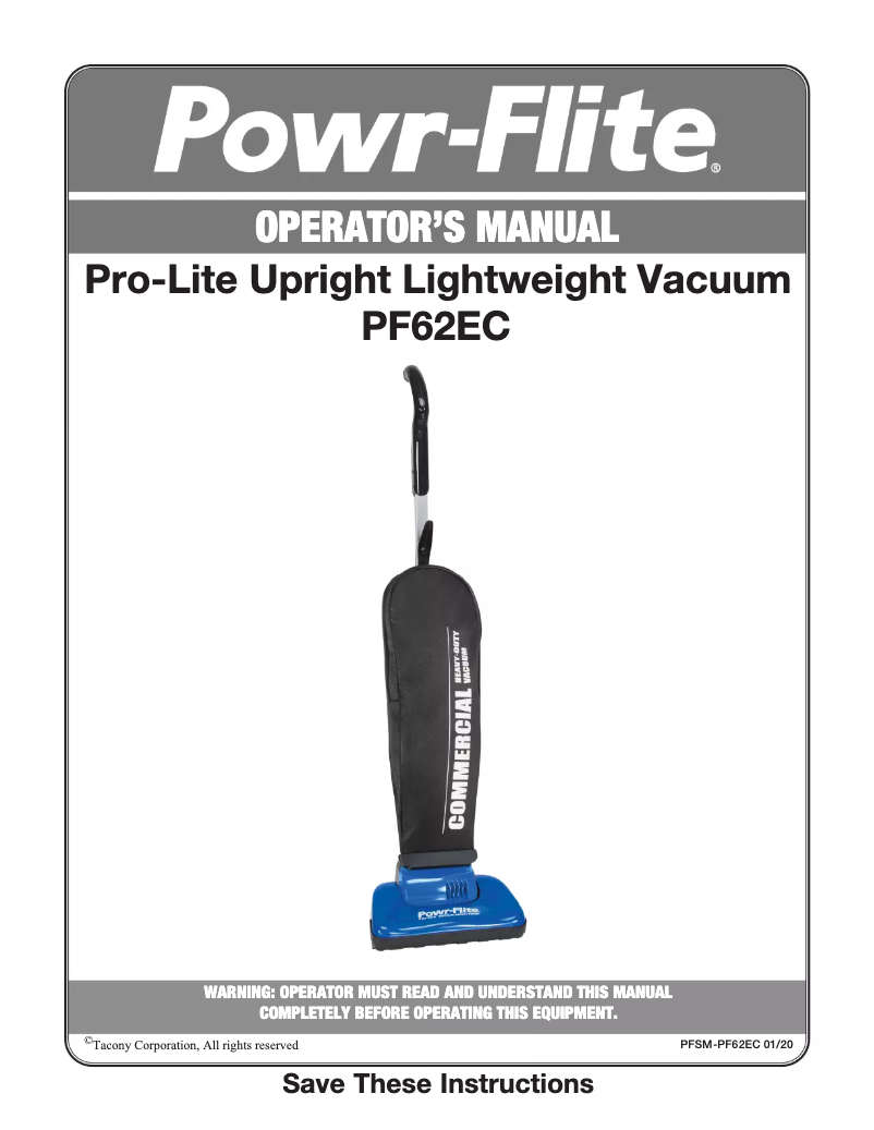 Image de la première page du manuel de l'appareil PF62EC