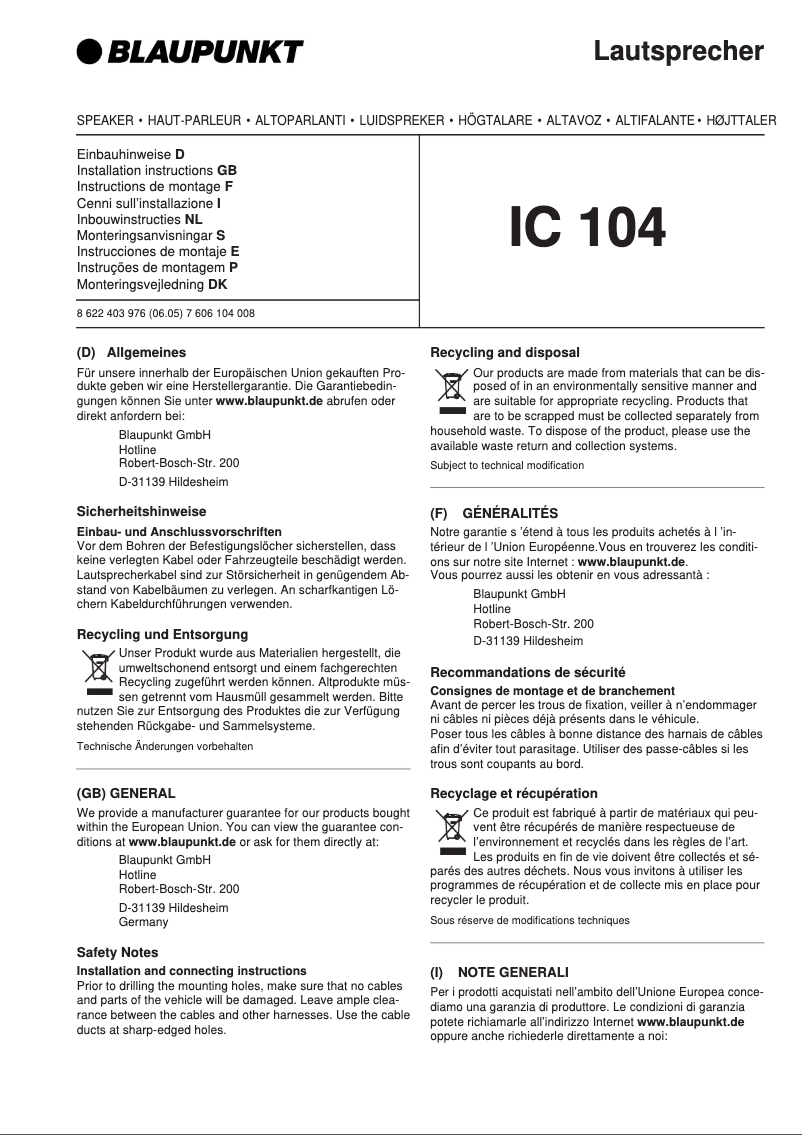 Image de la première page du manuel de l'appareil LA 6104 IC 104