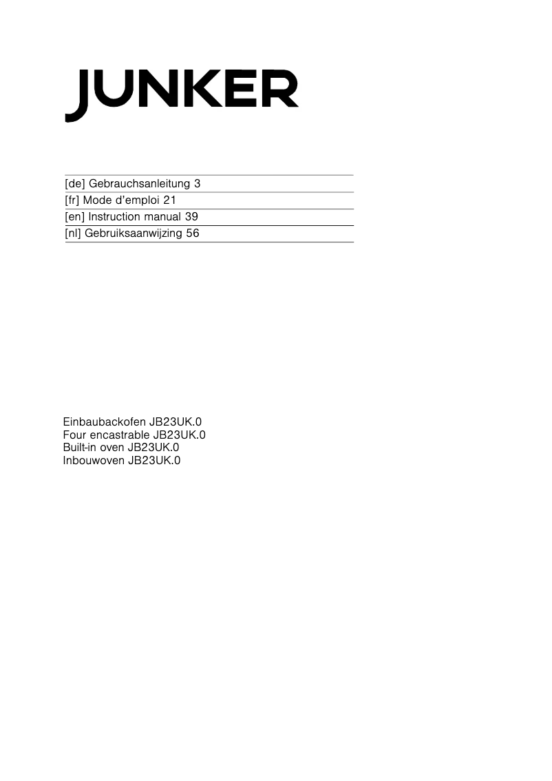 Page n°1 - Manuel utilisateur Junker JB23UK50