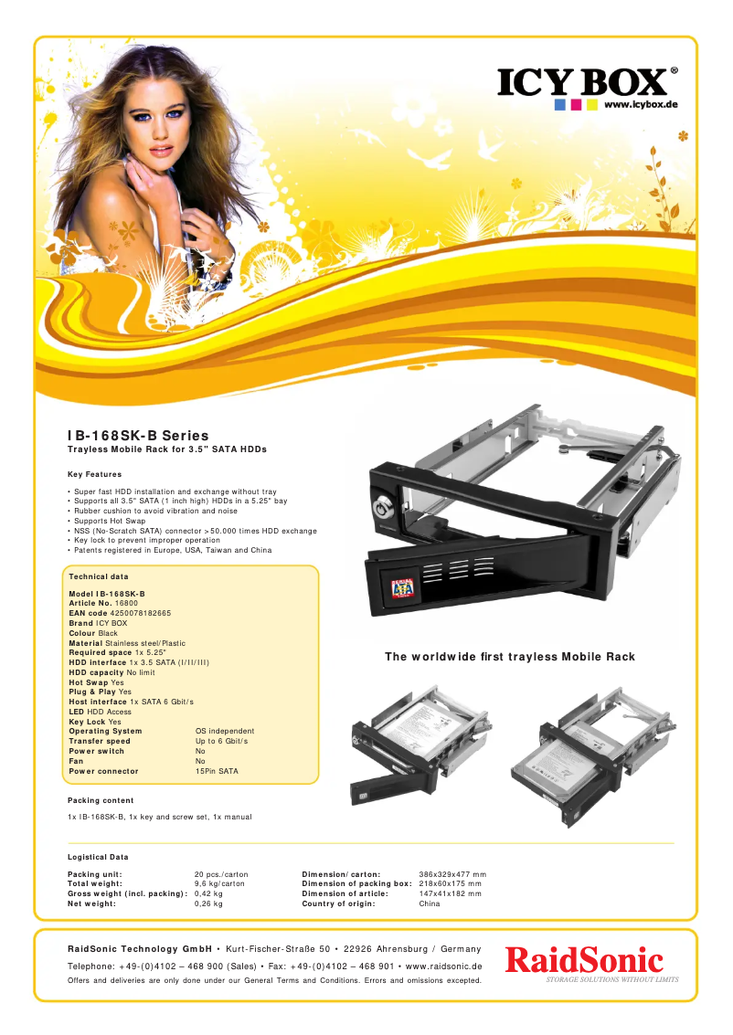 Page 1 de la notice Fiche technique Icy Box IB-168SK-B