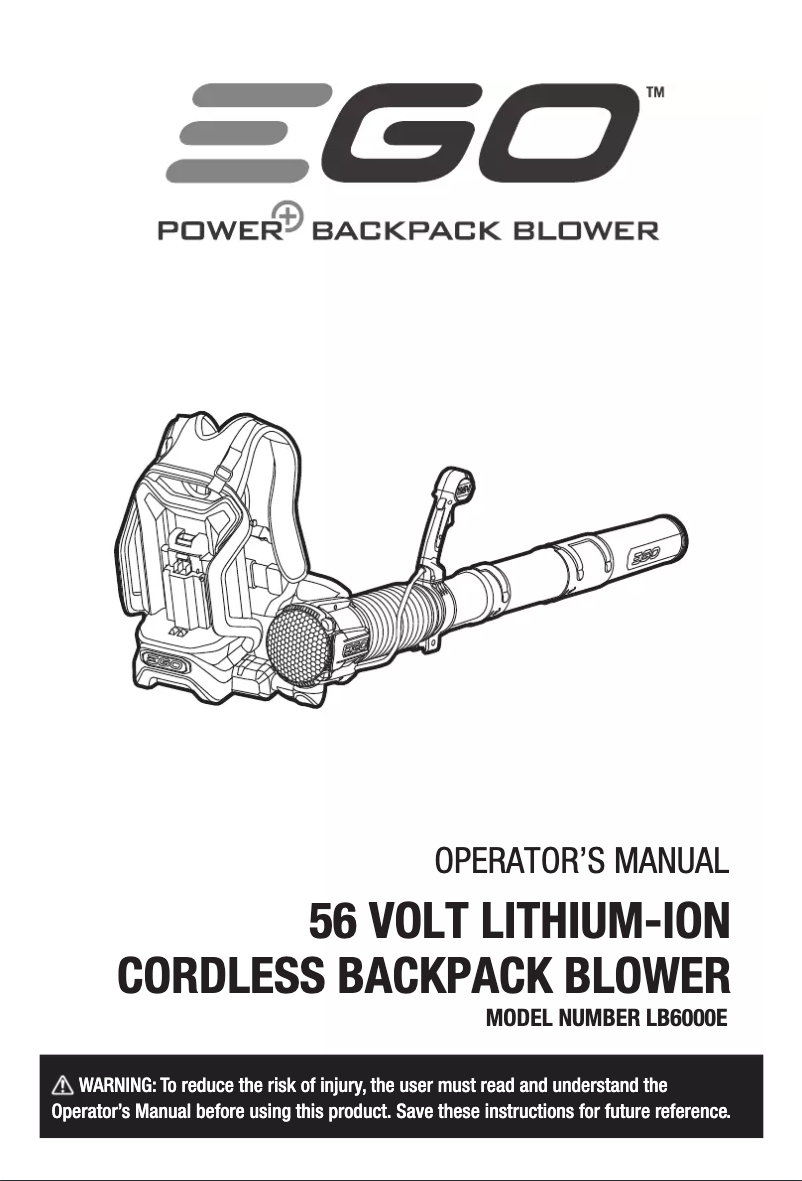 Page 1 de la notice Manuel utilisateur EGO Power+ LB6004E