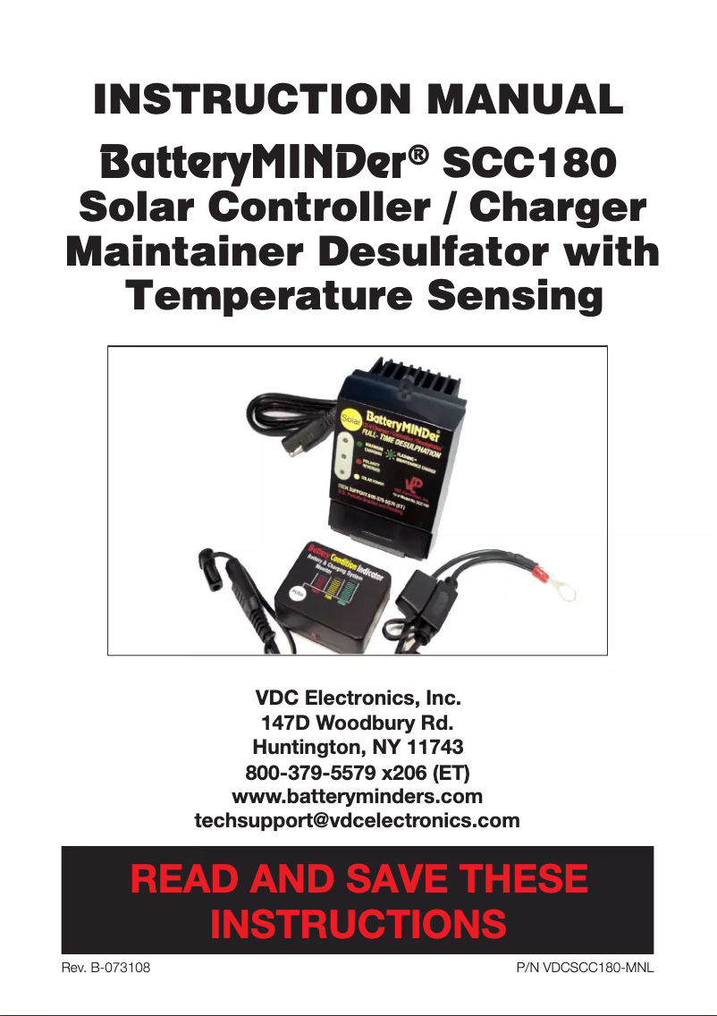 Page n°1 - Manuel utilisateur BatteryMINDer SCC180