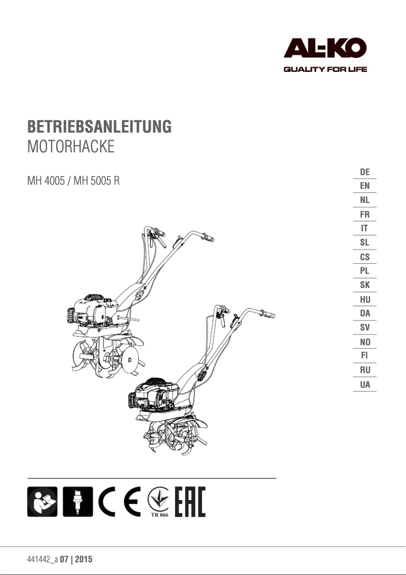 Page n°1 - Manuel utilisateur AL-KO MH 4005