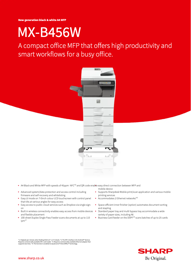 Page n°1 - Fiche technique Sharp MX-B456W