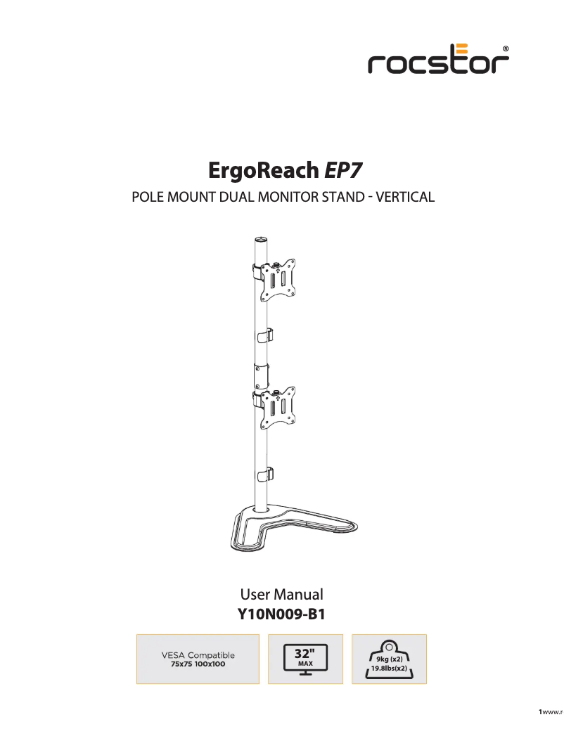 Página 1 del manual Manual de usuario Rocstor ErgoReach EP7