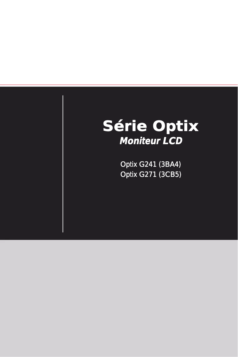 Page 1 de la notice Manuel utilisateur MSI Optix G241