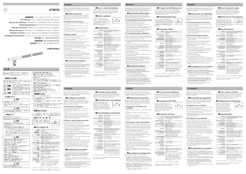 Página 1 del manual Manual de usuario Audio-Technica AT8035