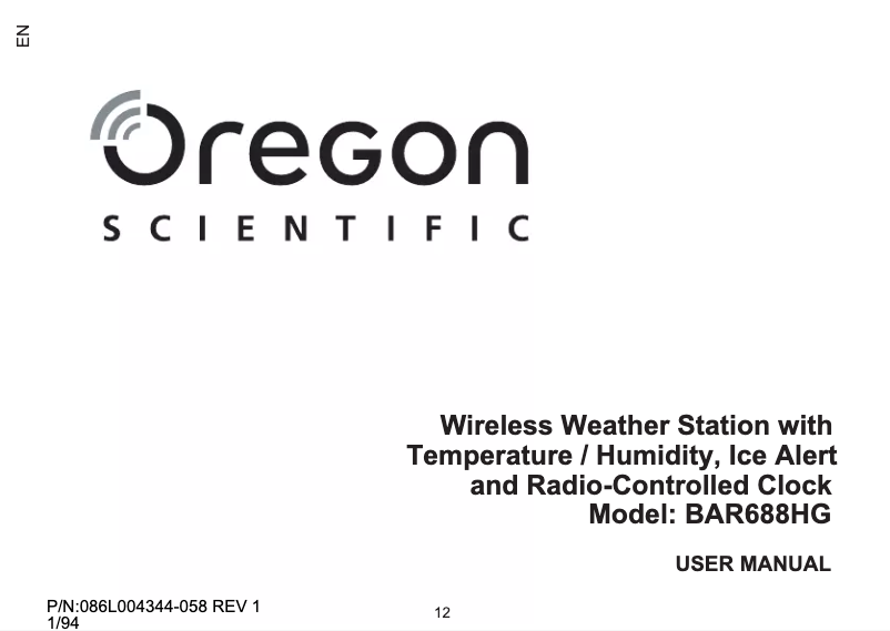 Image de la première page du manuel de l'appareil BAR688HG