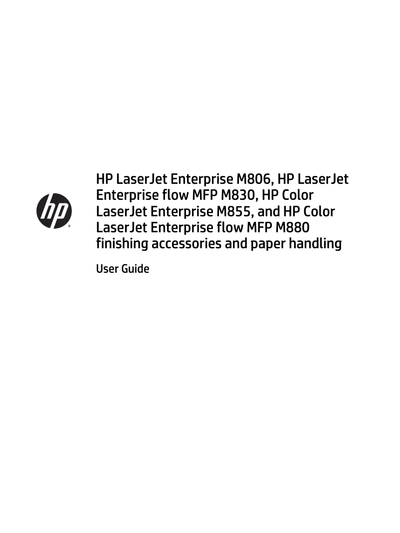 Page n°1 - Manuel utilisateur HP LaserJet Enterprise M806x Plus
