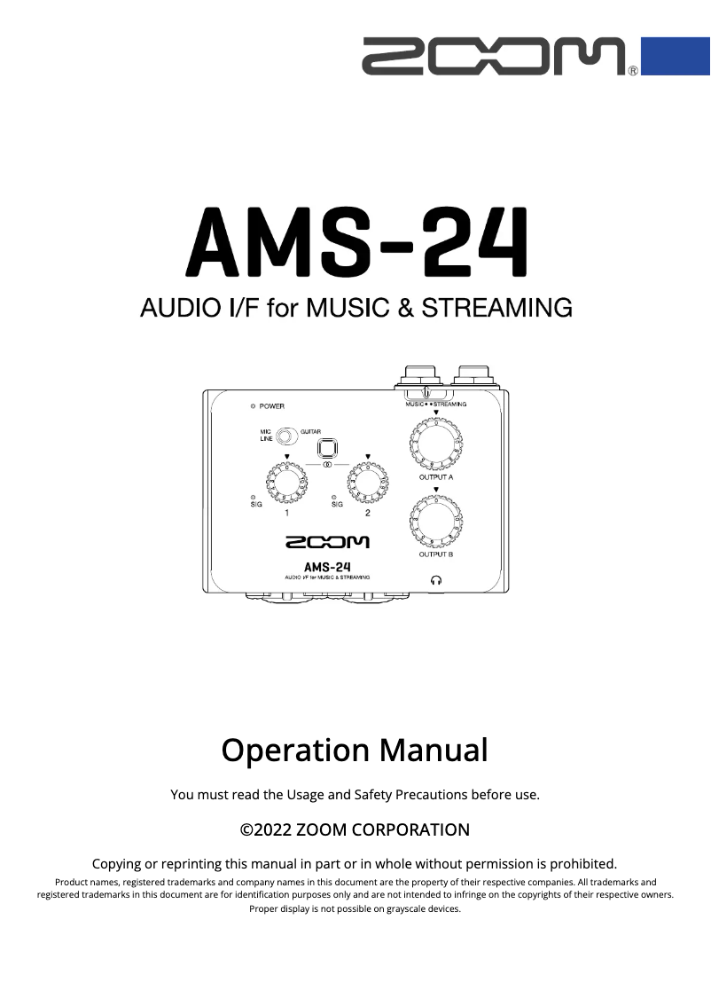 Image de la première page du manuel de l'appareil AMS-24