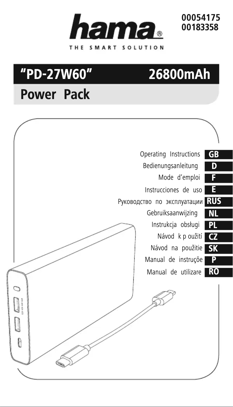 Page 1 de la notice Manuel utilisateur Hama PD-27W60